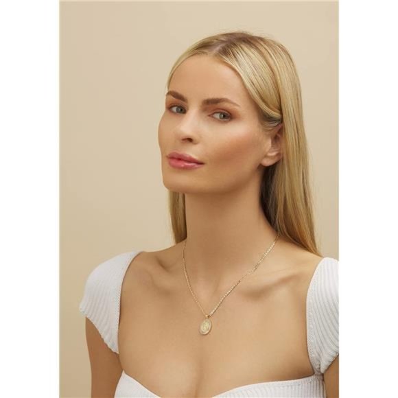 18K Gold Plated Chain Necklace With Cubic Zirconia Virgin Mary Charm Pendant - Picture 6 of 9